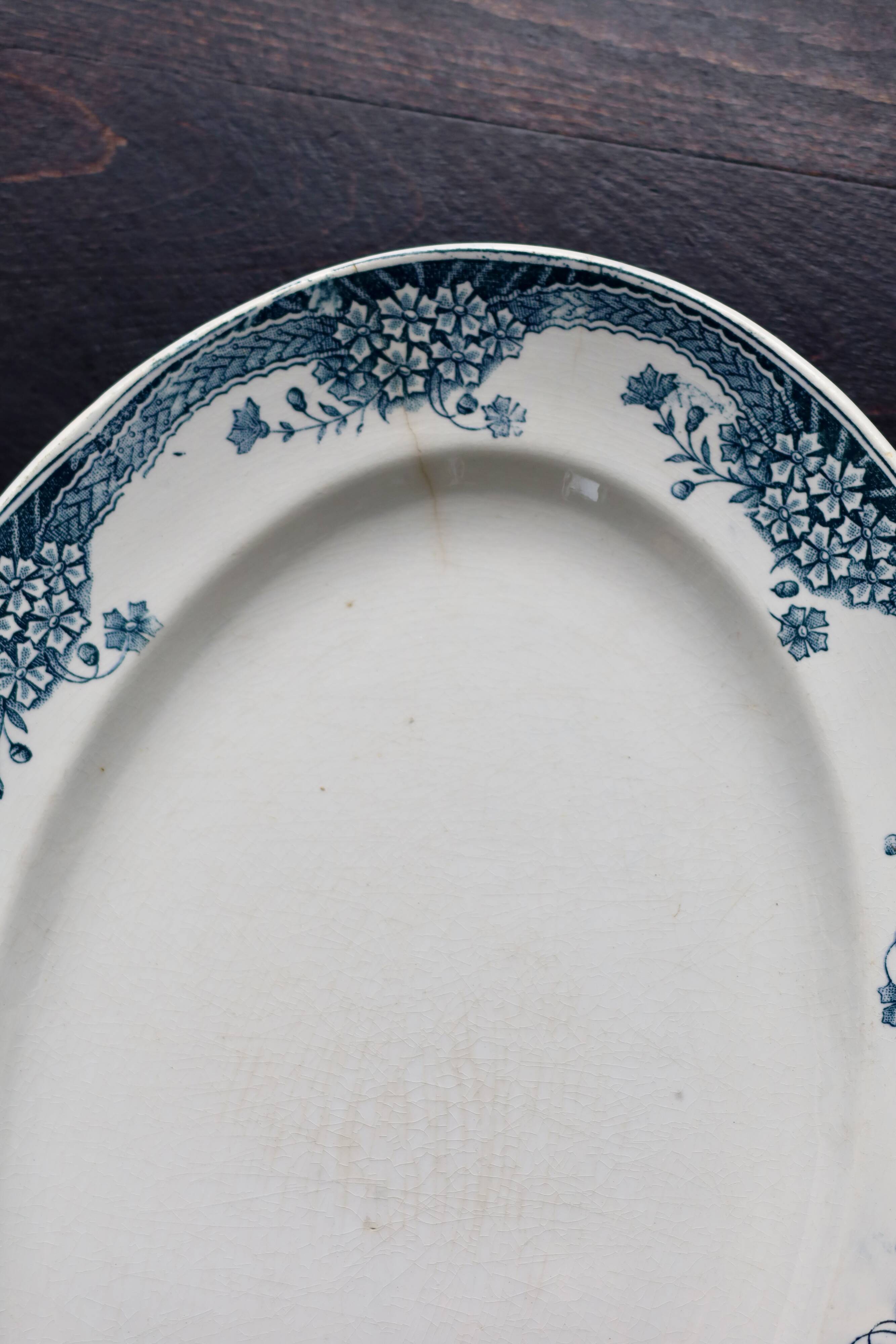 Plat de service ovale vintage faïence Saint Amand Nouvelle Usine Céramique