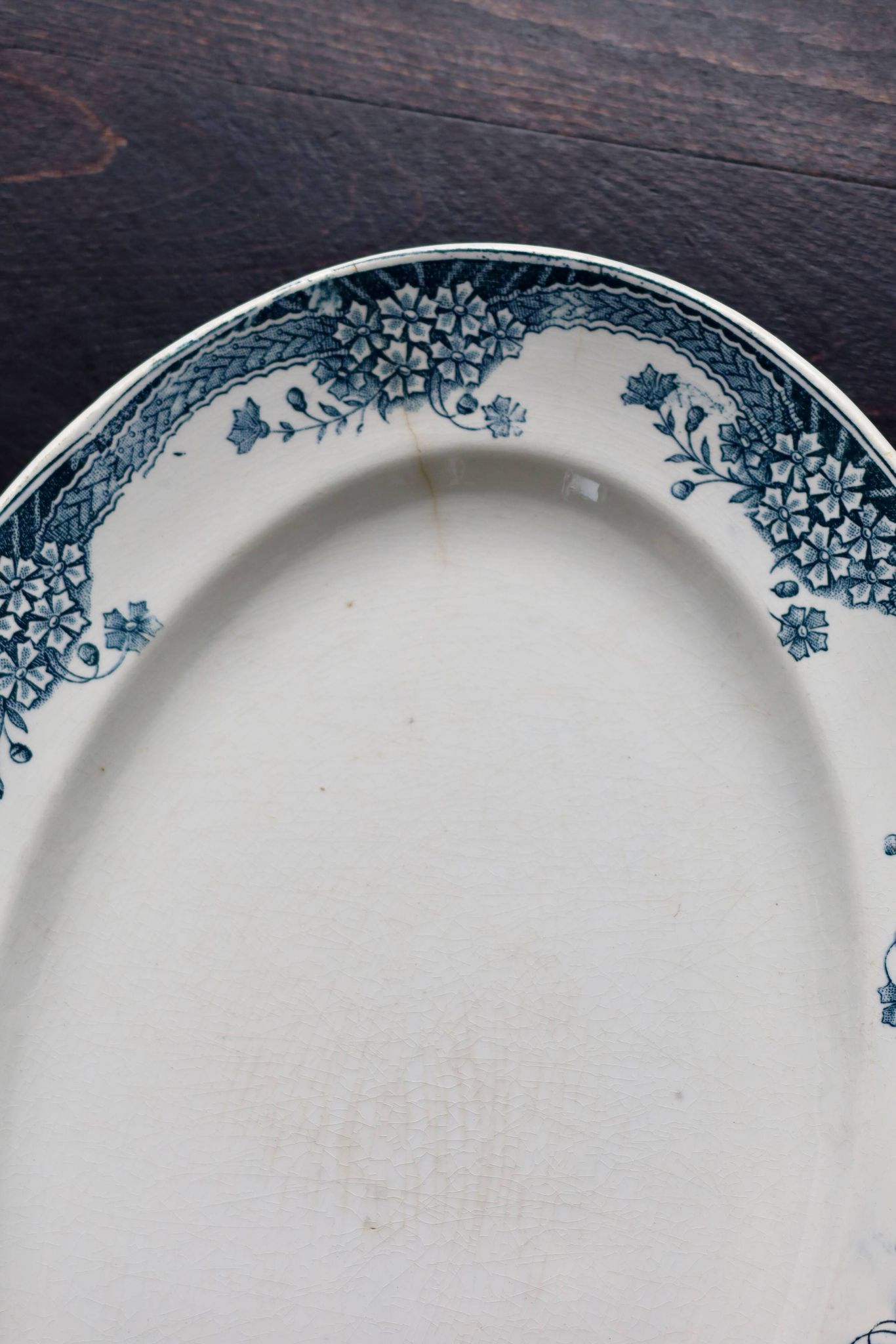 Vintage oval serving platter, Saint Amand earthenware, Nouvelle Usine Céramique