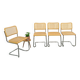 Italiaanse webbing set stoelen met chromen buisframe