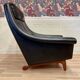 Large scandinavian armchair aage christiansen black leather and its ottoman 1950.