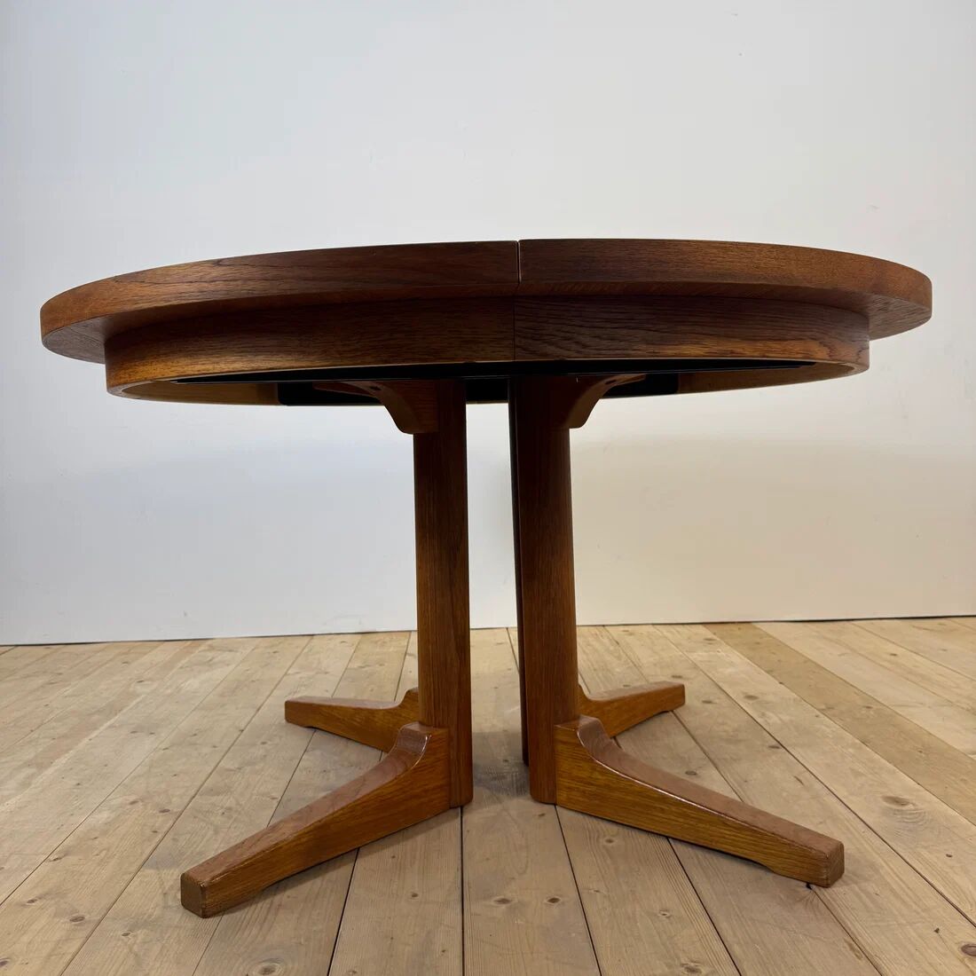 Table à manger rond extensible en teck, Danemark 1960