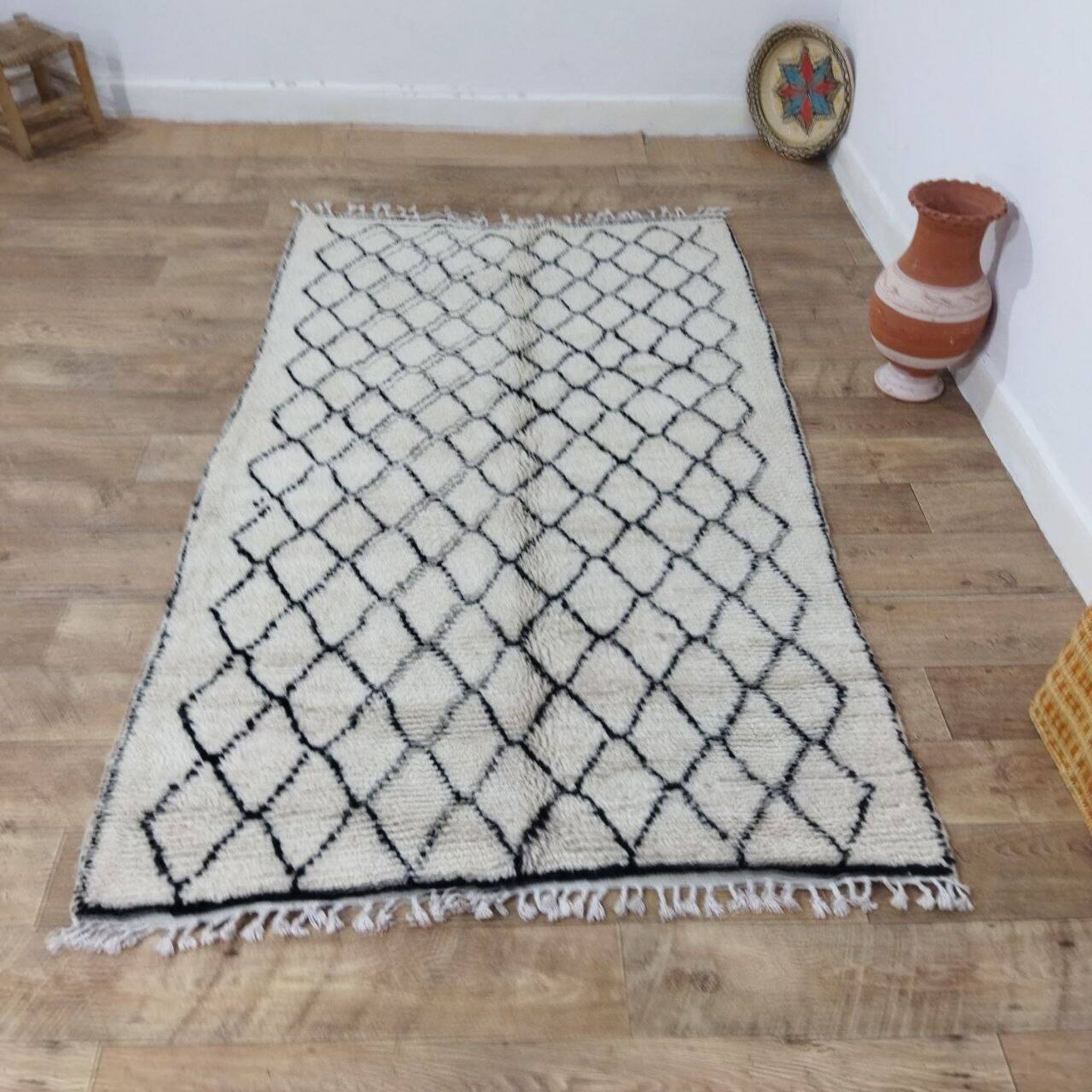 Handmade wool Berber rug 220 X 130 CM