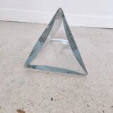 Triangular vase in thick transparent glass H:30cm