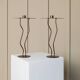 Dark Bronze Metal Candlesticks, Zigzag Postmodern Memphis Style, 2-Piece Set, Italy 1990s