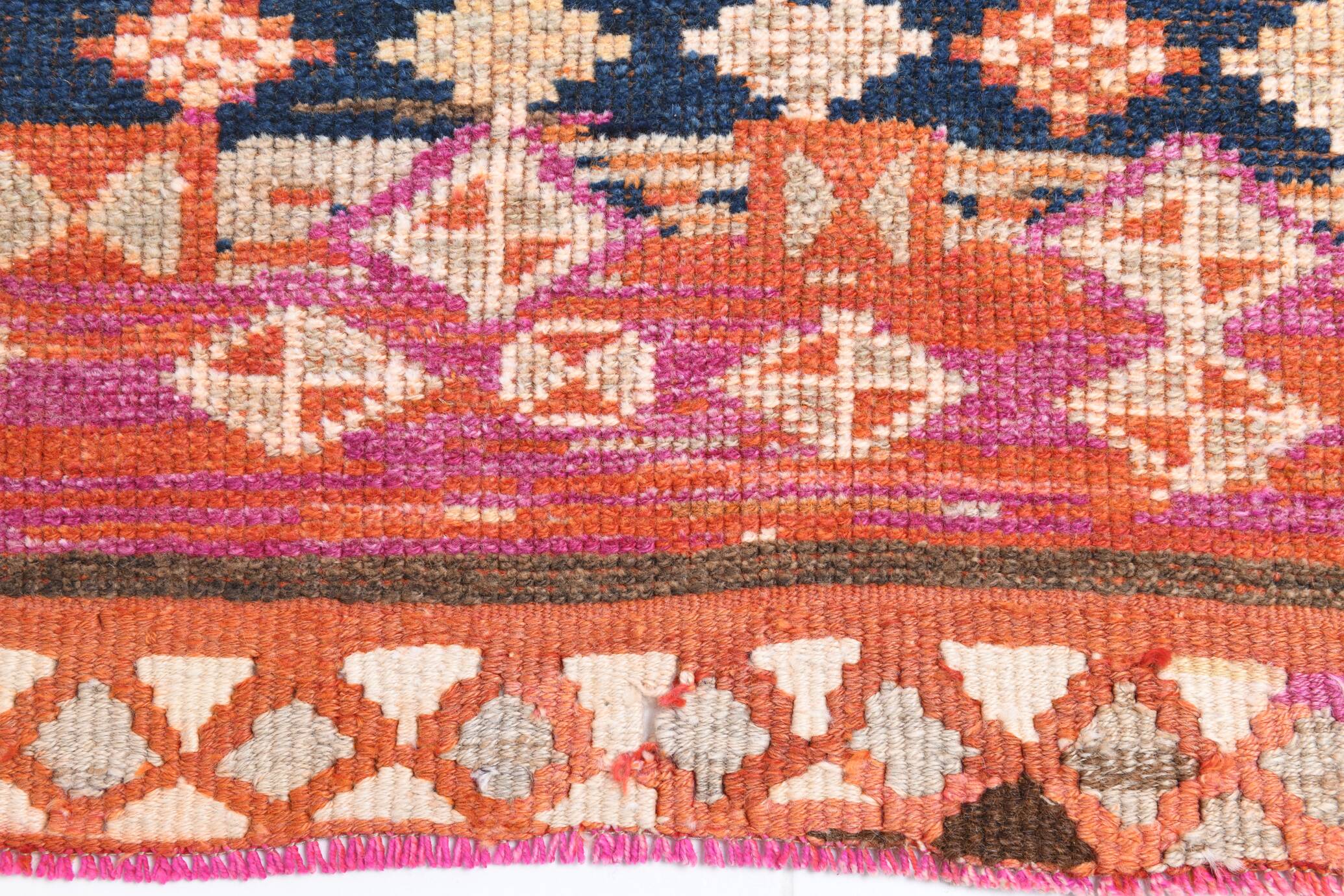 Brown & Pink Tribal Vintage Runner Rug, 83x294Cm