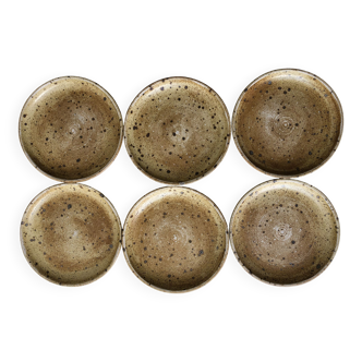 Set of 6 flat pyrite stoneware plates