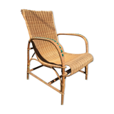 Wicker and rattan armchair 60s