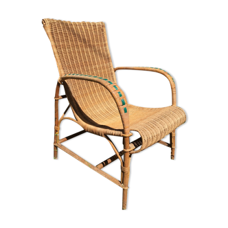 Wicker and rattan armchair 60s