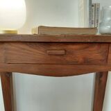 Old solid wood console - drawer - curved line - chic country style