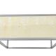 Maison Jansen. Console in brushed aluminium and verre églomisé top.