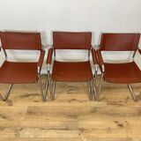 Set of 3 MG5 Grassi style armchairs from the 70s