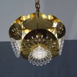 Italian brass and glass ceiling lamp, 1960s