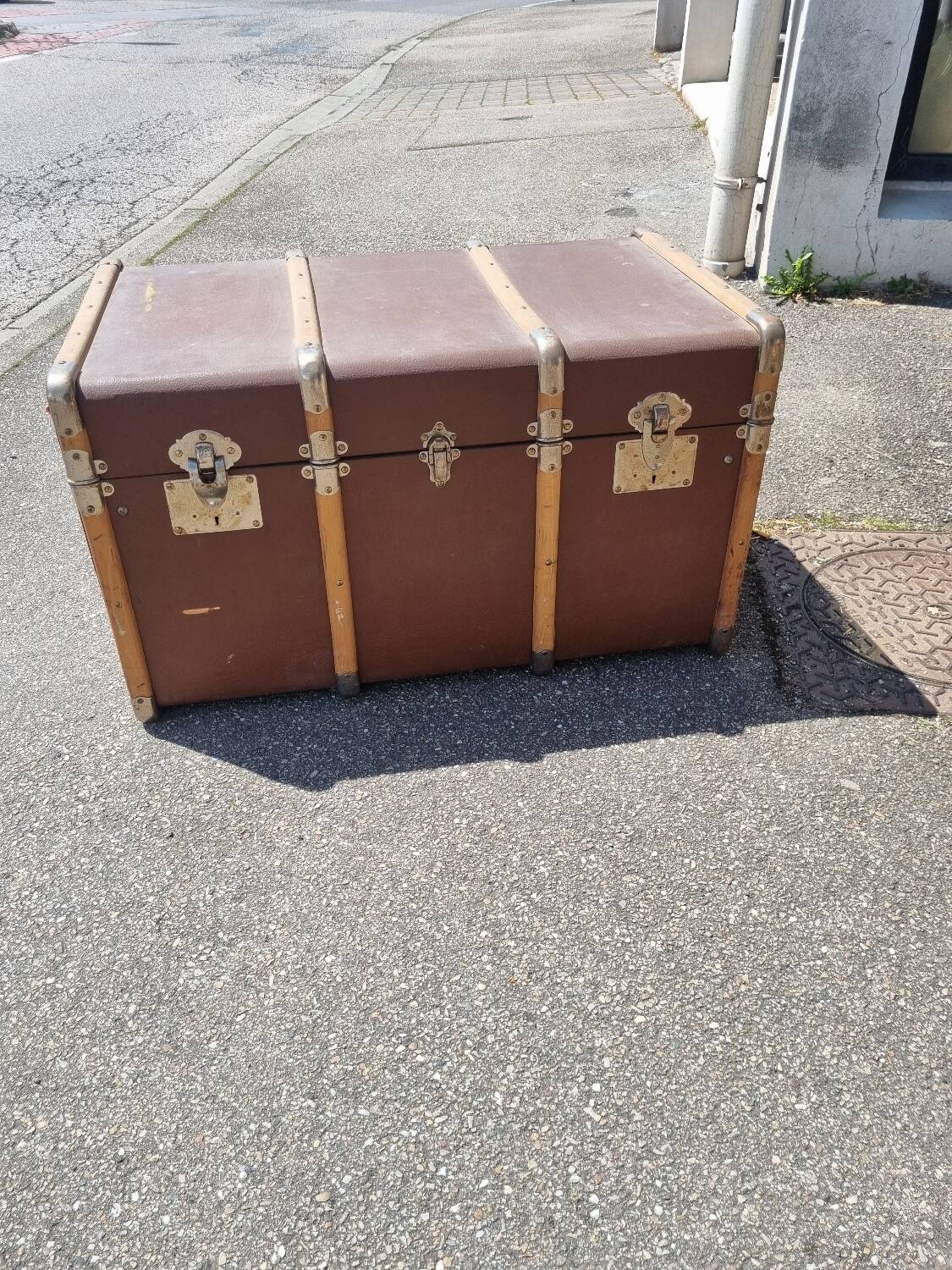 Old antique travel trunk