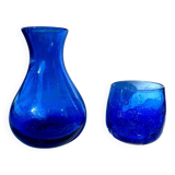 RIOM night service carafe and glass in bubbled blown glass