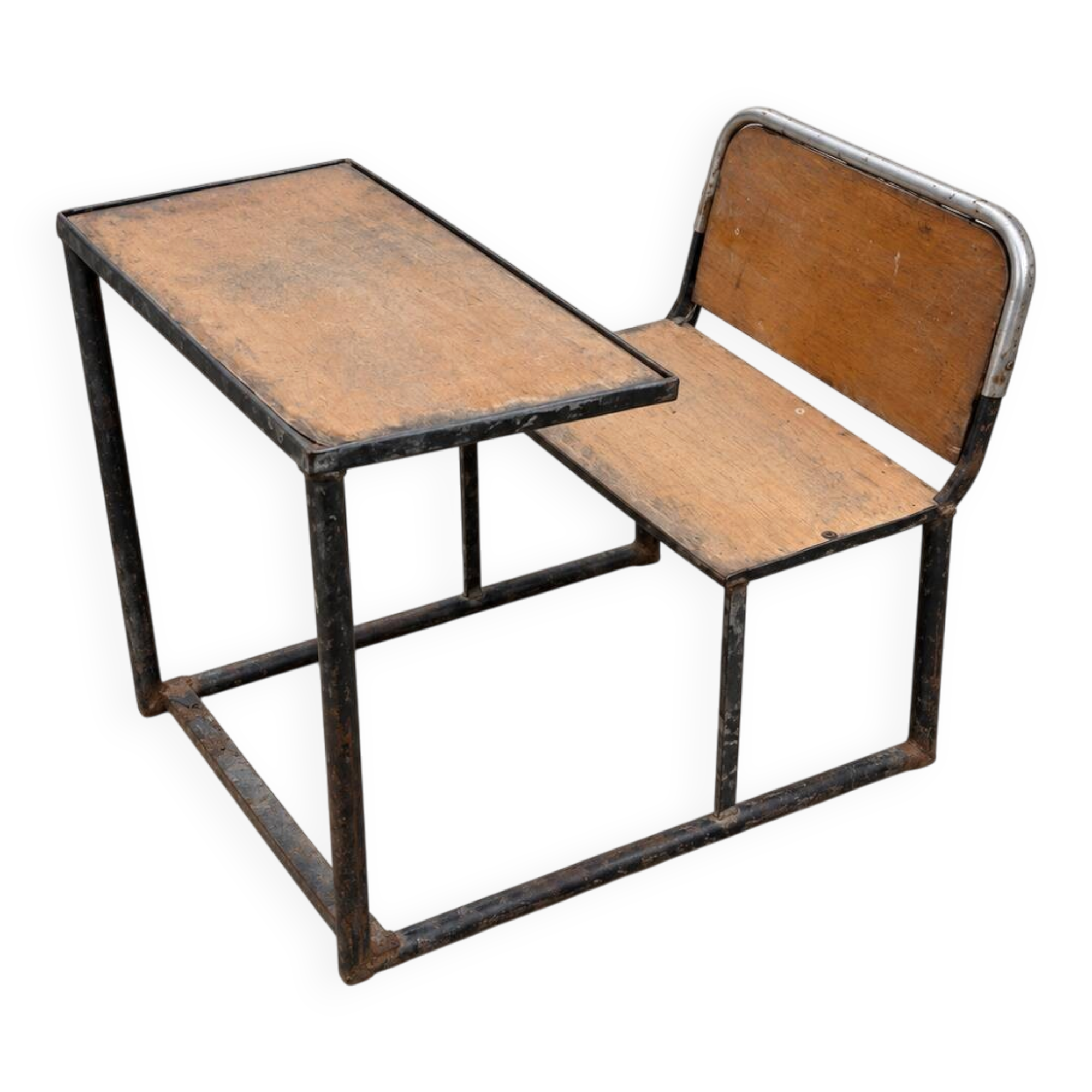 Vintage wooden and metal school desk