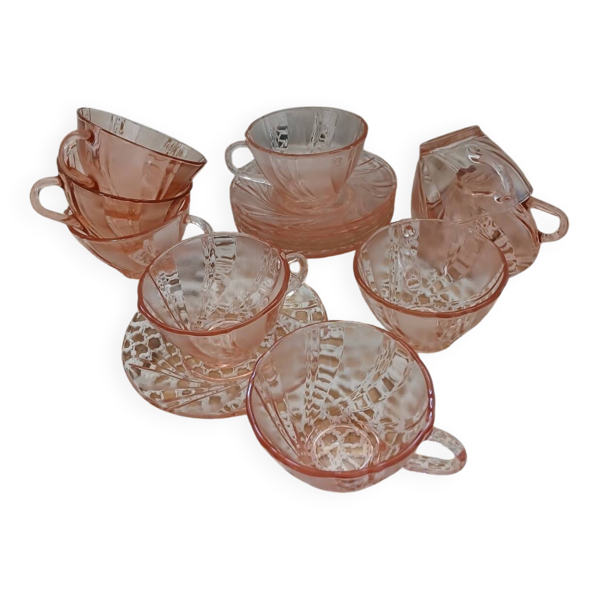 Set of 9 pink Vereco cups