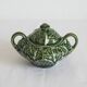 Vintage slipware cabbage-shaped sugar bowl