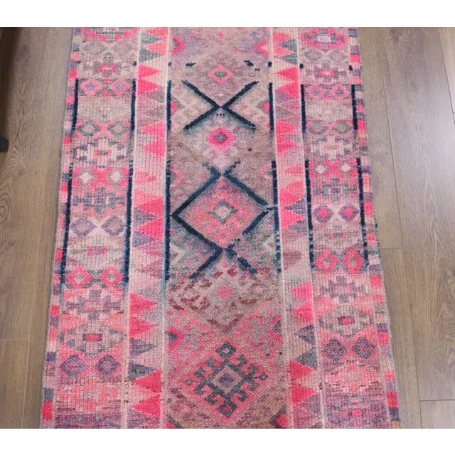 Vintage Turkish Oushak Handmade Runner 86x406 cm