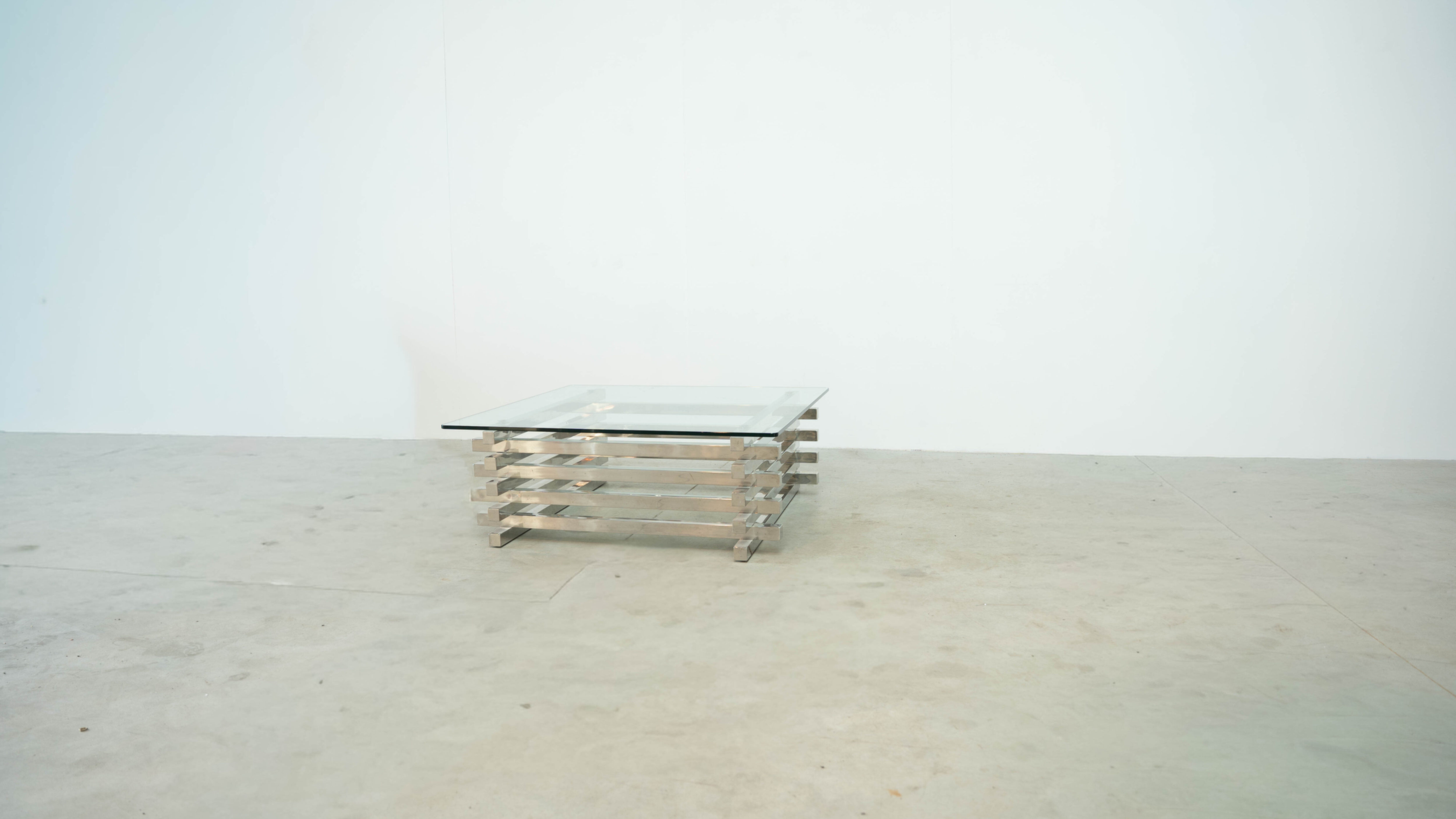 Sculptural French chrome coffee table