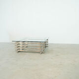 Sculptural French chrome coffee table