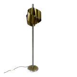 Italian Floor Lamp in Brushed Steel and Brass, 1970s