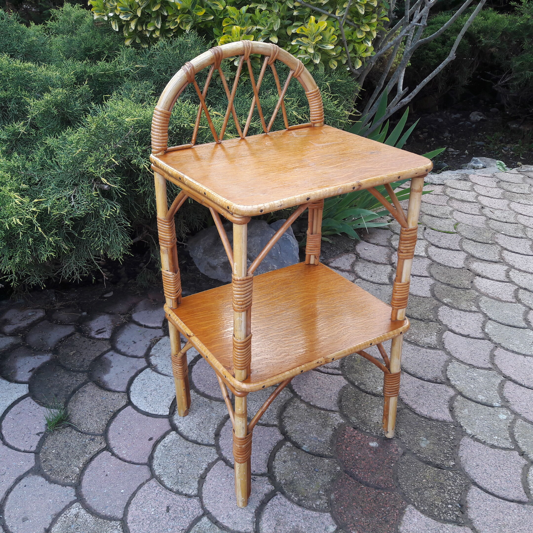 Nightstand wood and rattan