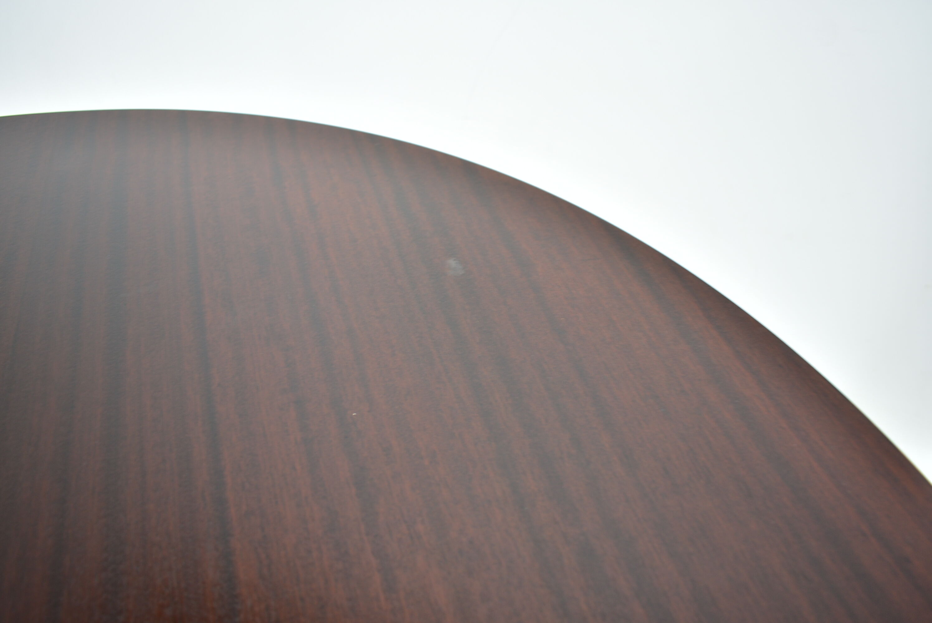 Designed mahogany round dining table, 1969