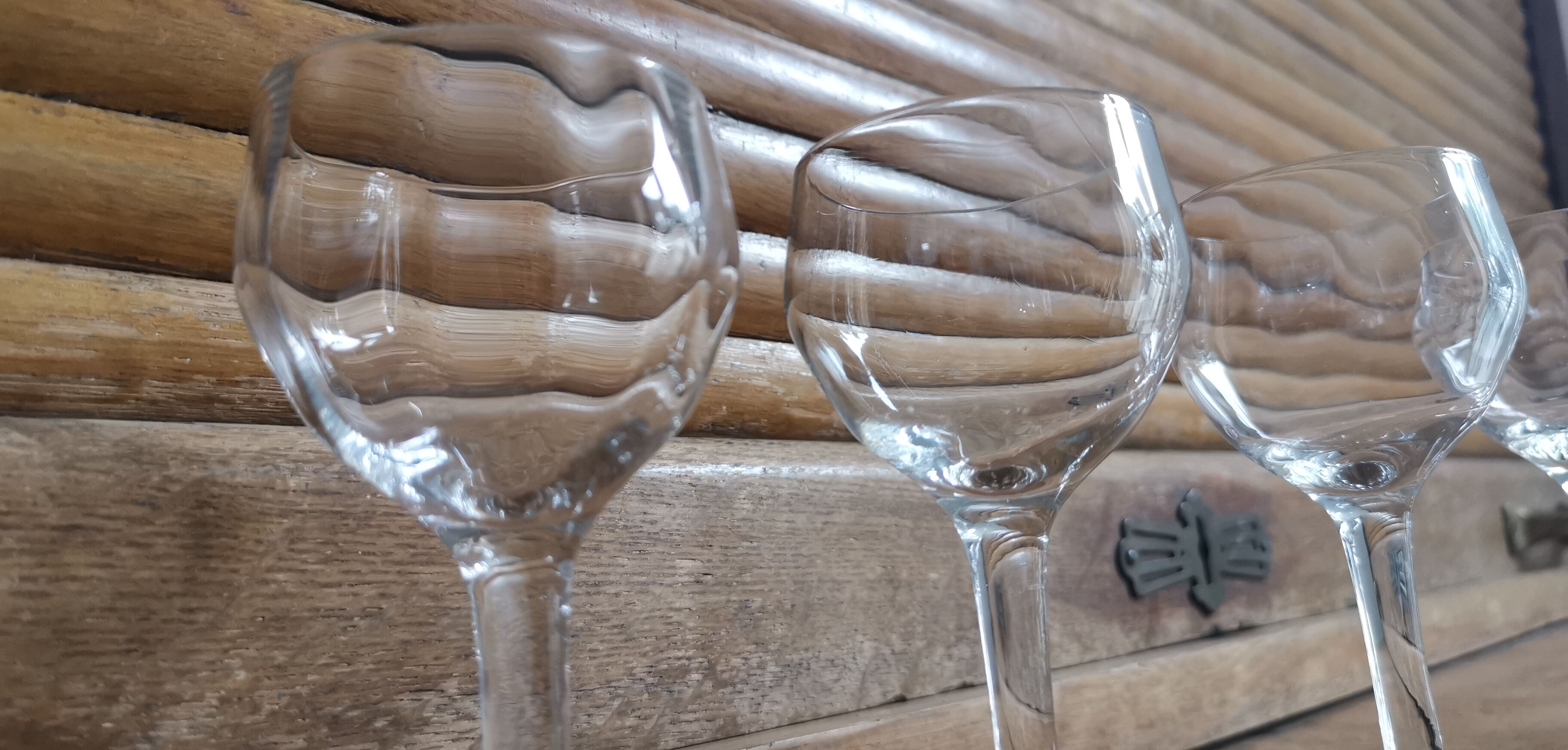 Set of 6 old balloon glasses on legs in hand-blown crystal 20s