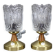 Pair of 1970s Lidokov mid-century table lamps with sculpted pressed glass shades