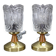Pair of 1970s Lidokov mid-century table lamps with sculpted pressed glass shades