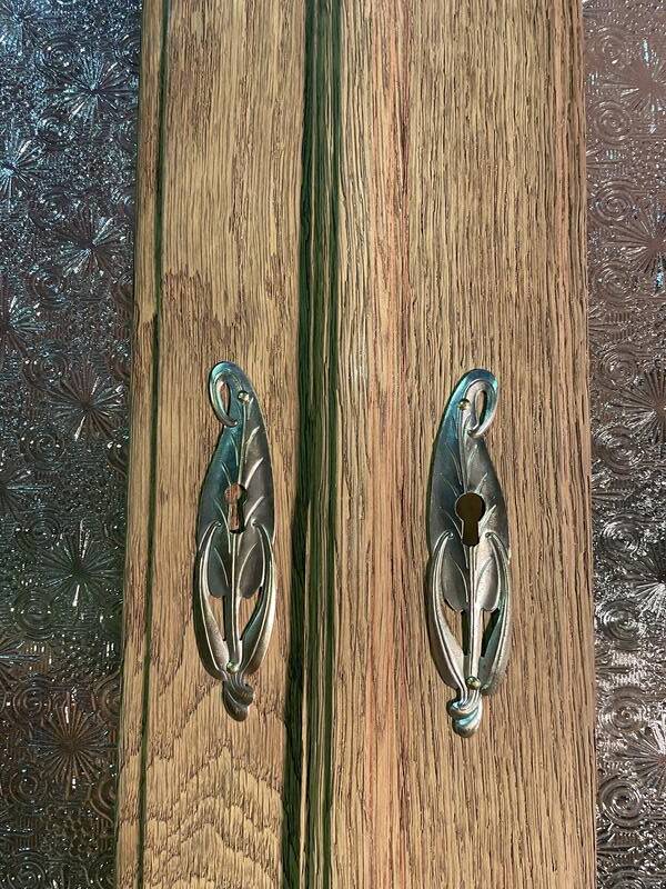 Two-body sideboard in solid oak, Art Nouveau period