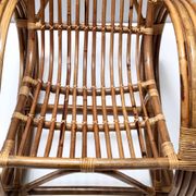 Postmodern Bamboo Rocking Chair with Red, Black and White Fabric Upholstery