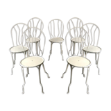 7 chaises en fer forgé de jardin des années 30