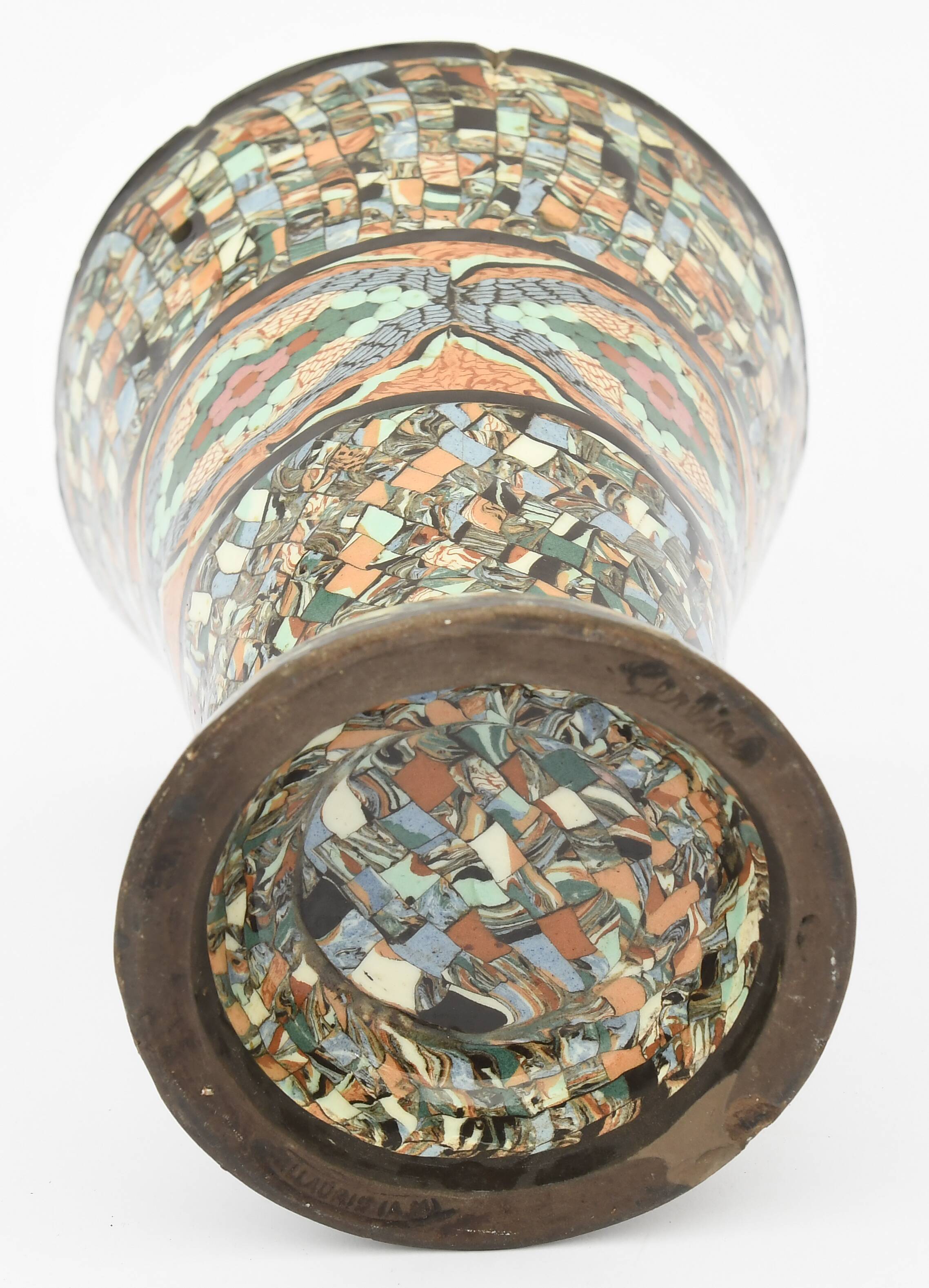 Jean Gerbino (1876-1966) for Vallauris Mosaic mixed earth vase