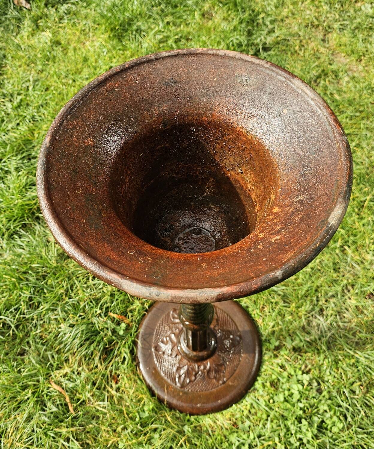 Cast iron vase on foot
