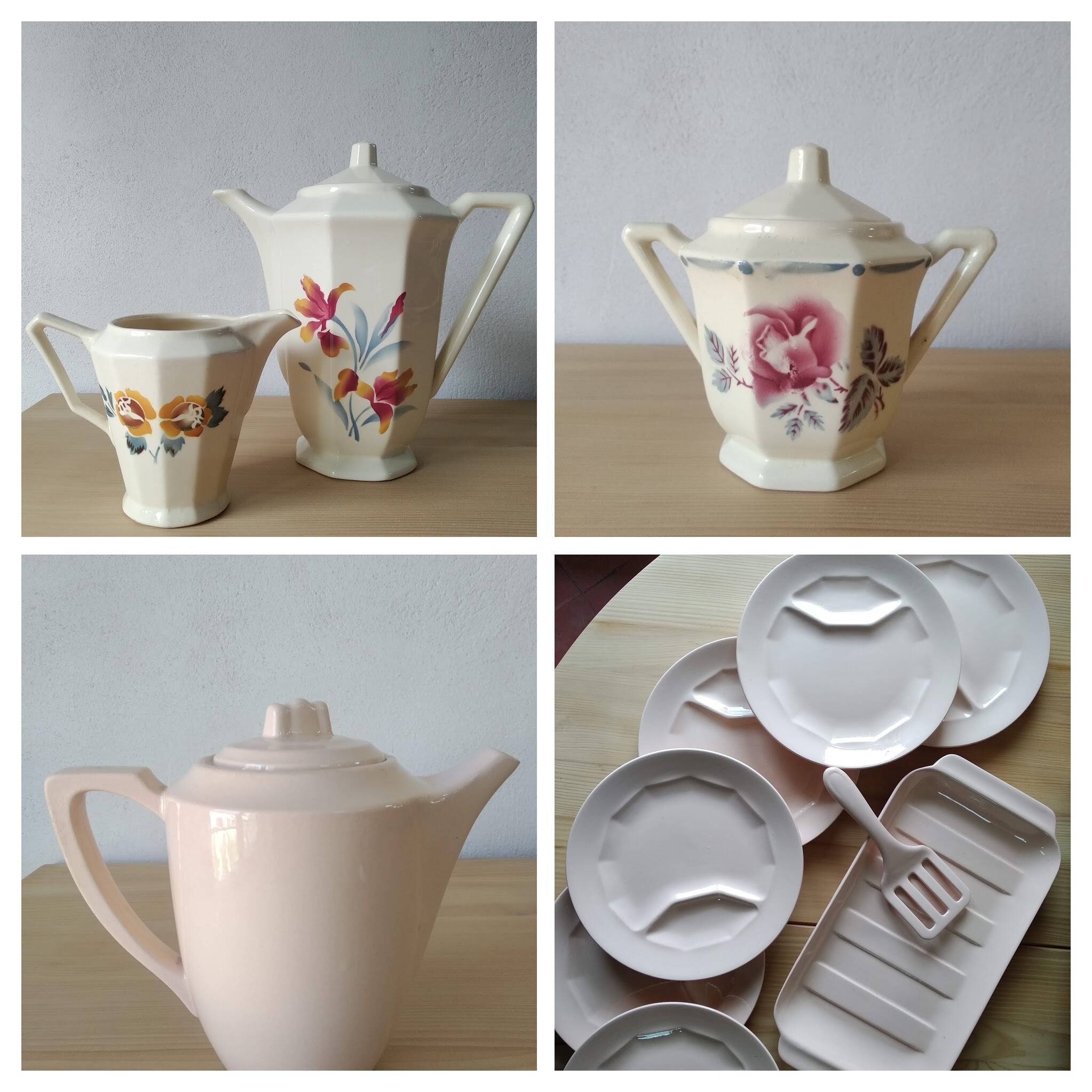 6 Digoin Hand-Painted Flower Plates