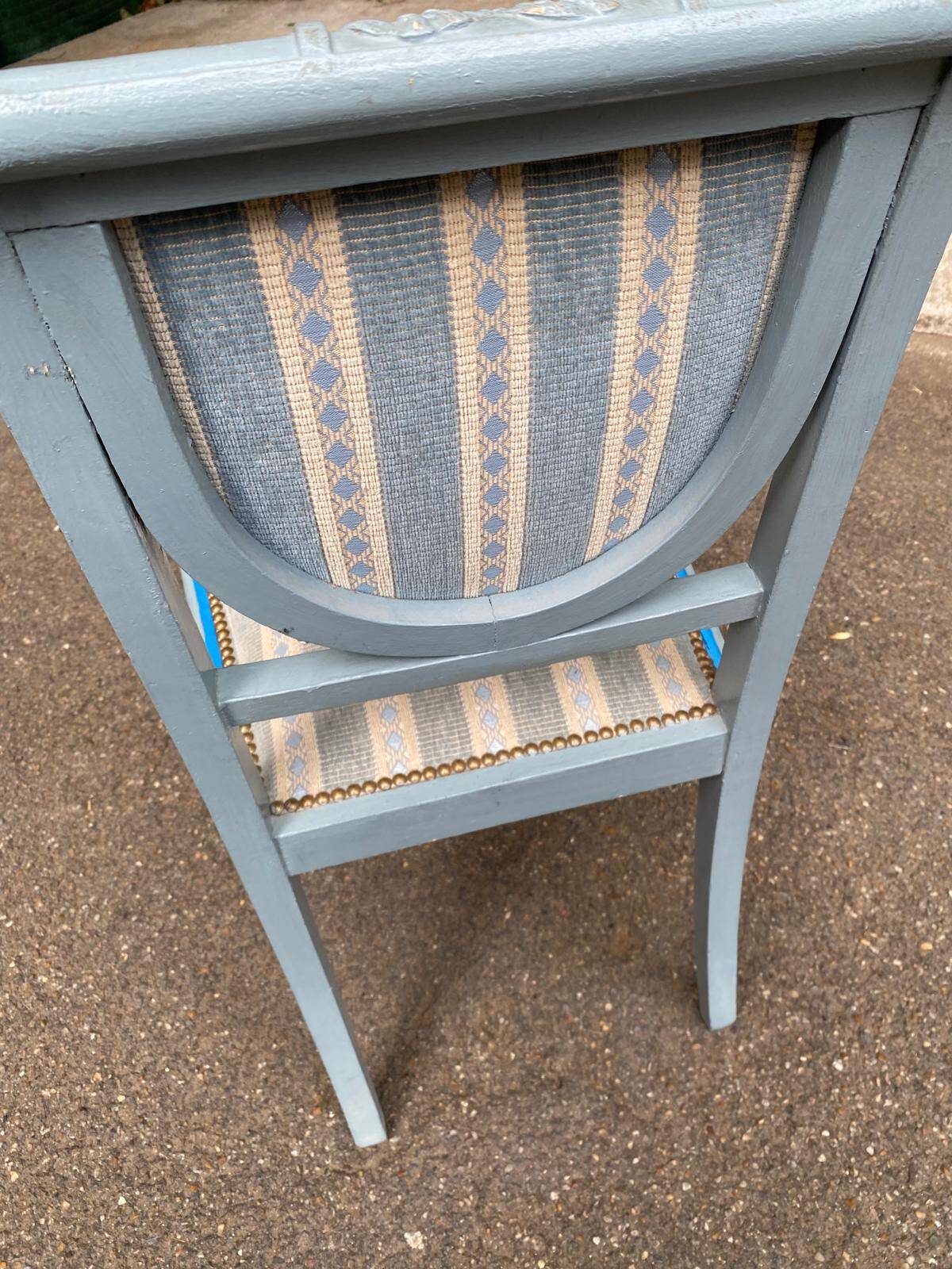 Louis XVI Style Chair / Medallion Painted in Blue