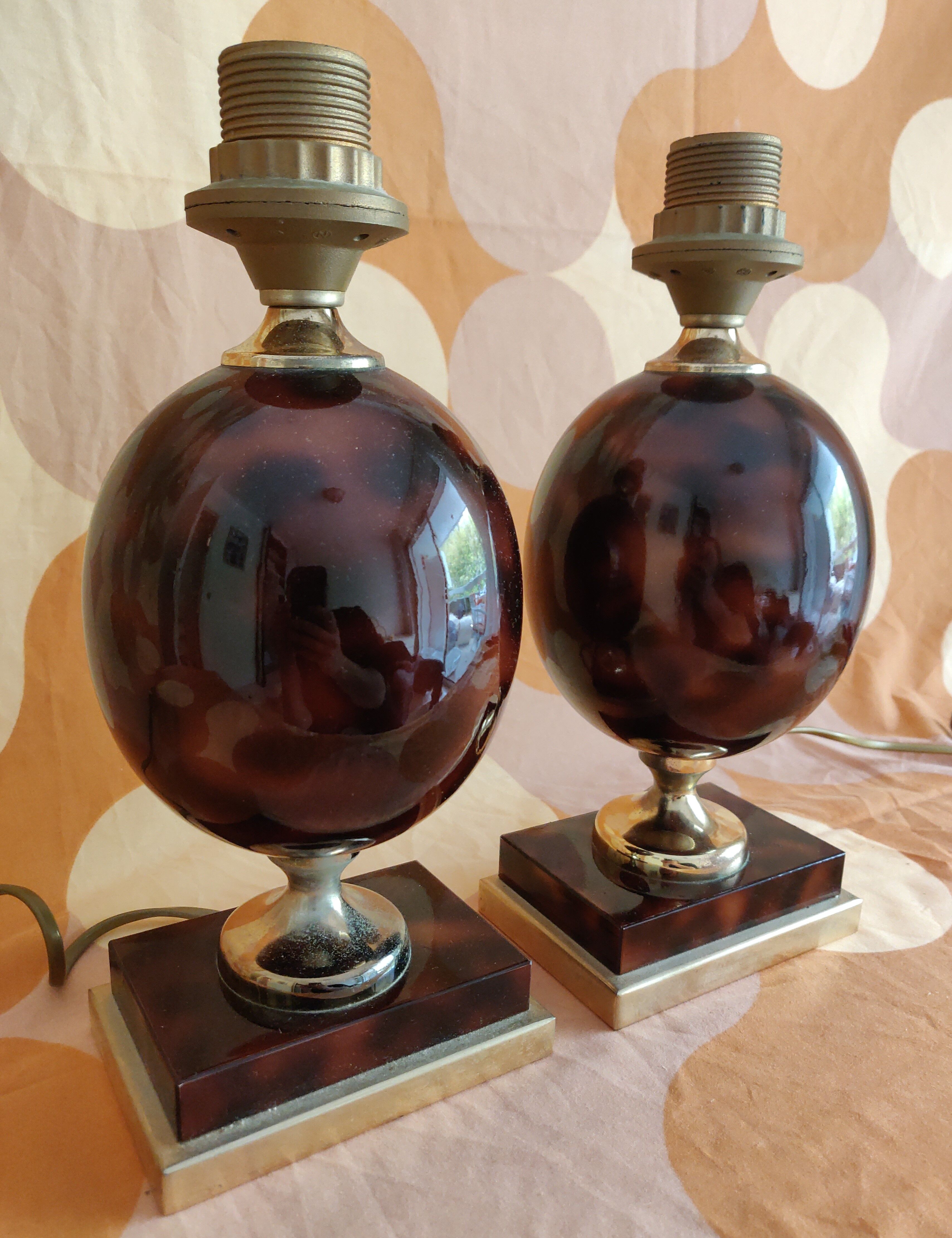Modernist lamps Barbier style ceramic 1970