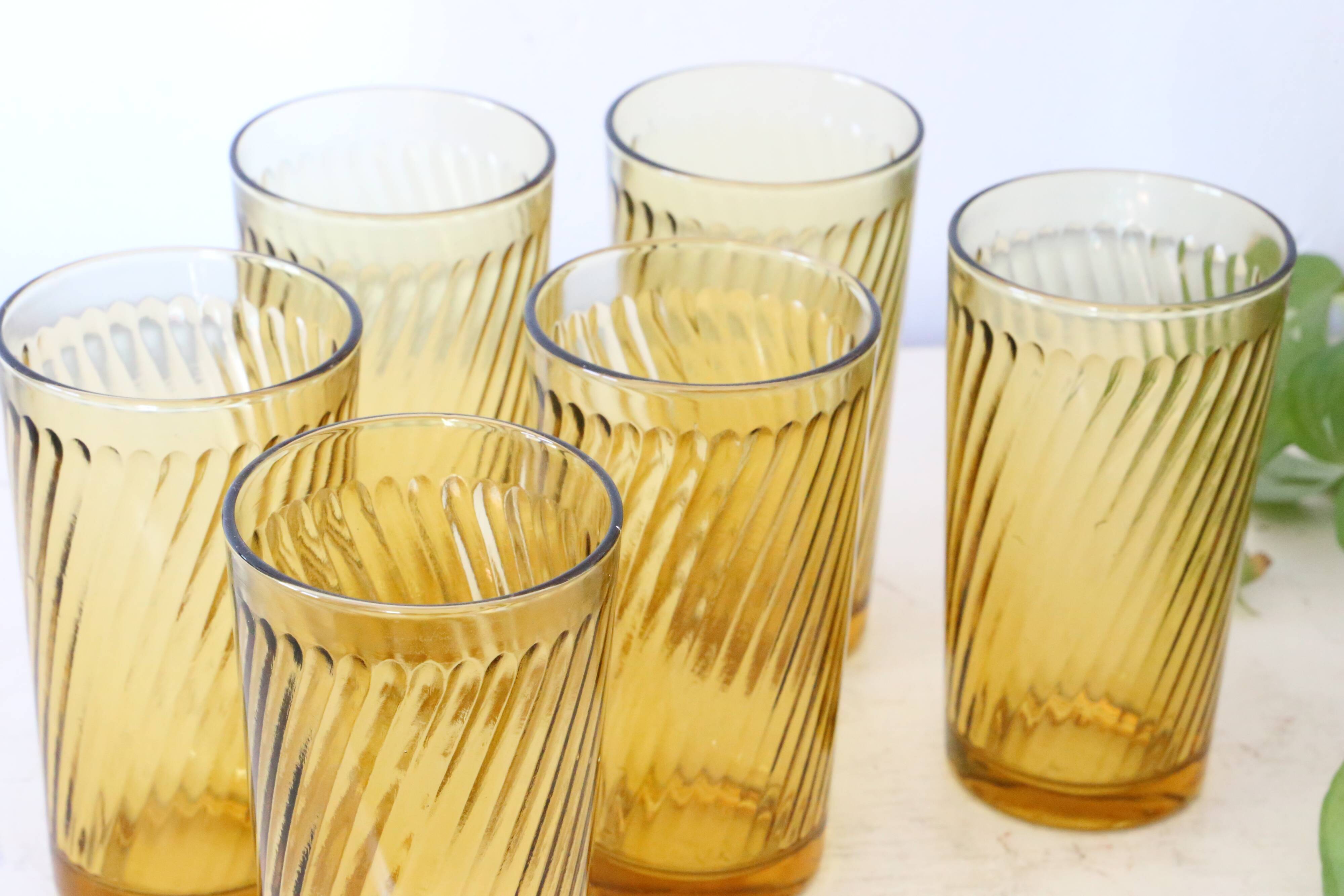 Lot de 6 verres ambrés