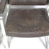 Swedish Mid Century Leather And Aluminum Armchairs By Karl Erik Ekselius For Joc Vetlanda, Set Of 4