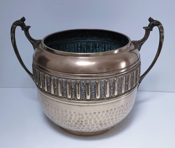 Grand cache-pot art déco laiton estampillé