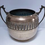 Large art deco stamped brass planter