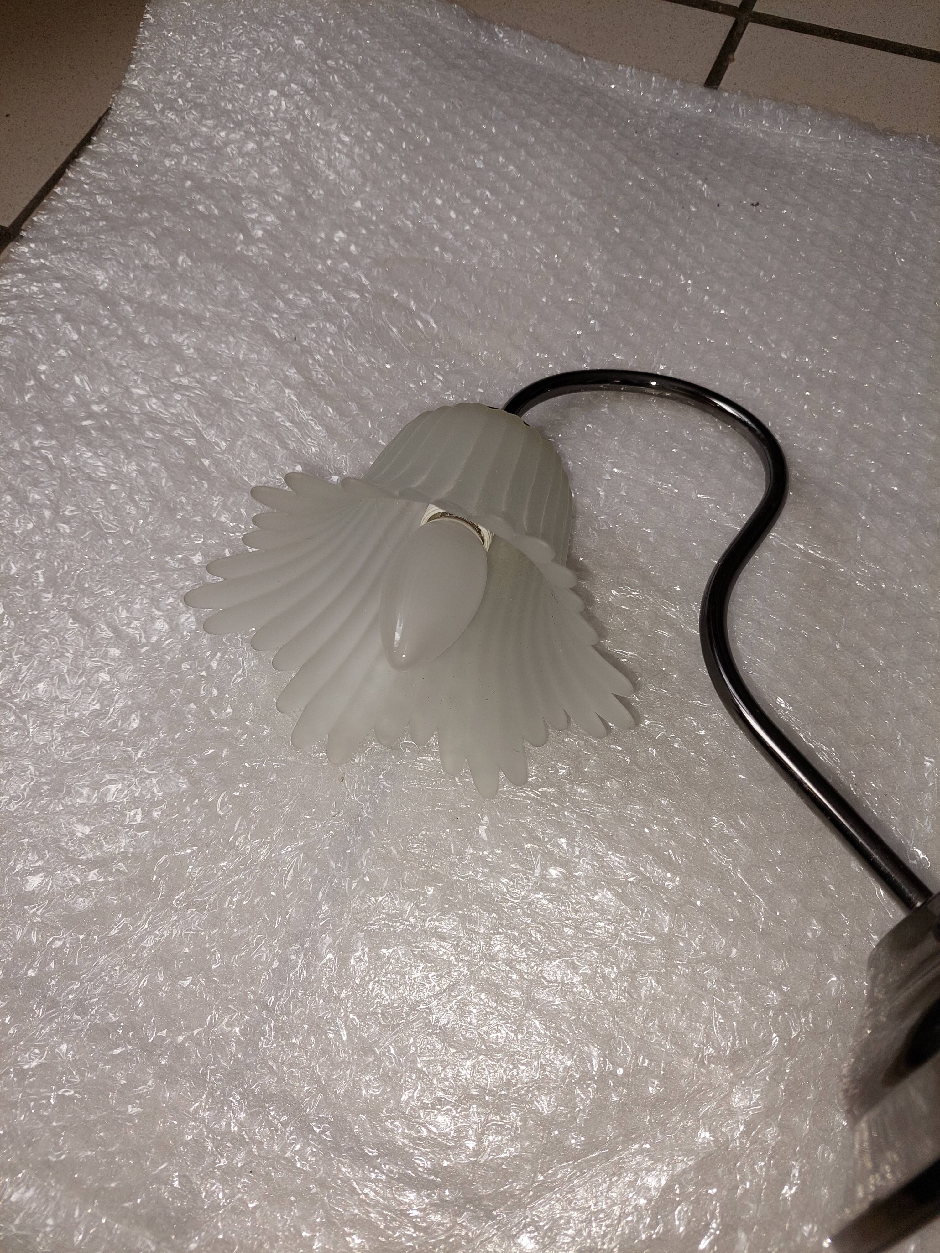 Set of 2 table lamps lampshade in opaline tulip glass Hufnagel Leuchten vintage