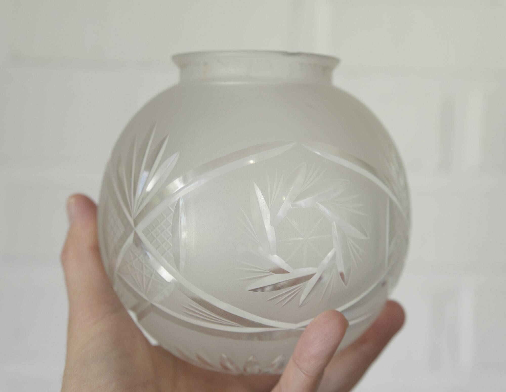 Ensemble de 3 abat-jour vintage en cristal taillé, globes soufflés à la main, années 1960