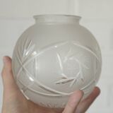 Ensemble de 3 abat-jour vintage en cristal taillé, globes soufflés à la main, années 1960