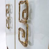 Postmodern Italian Bar Sideboard Murano Glass and Brass, 1980s