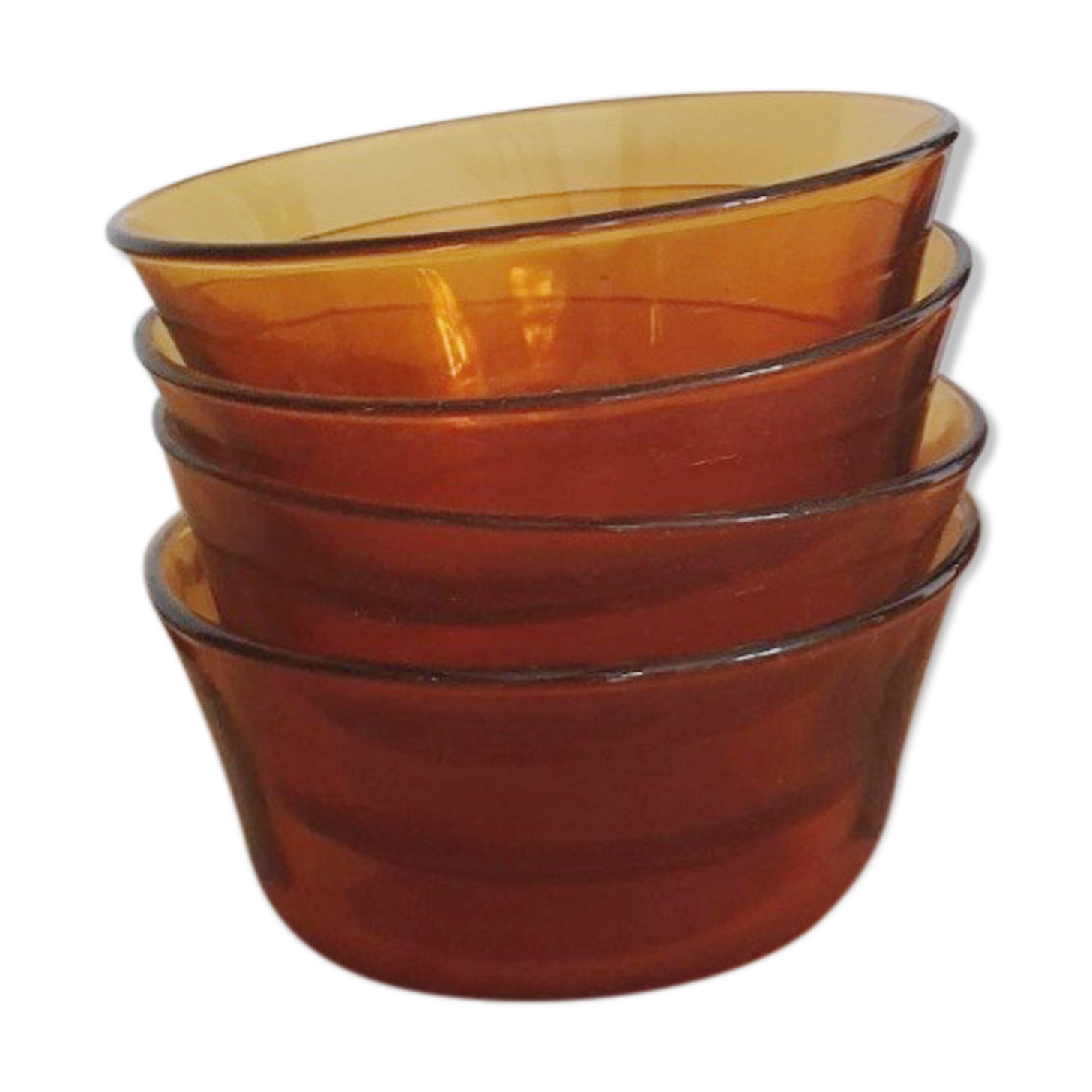 4 ramequins en verre ambré