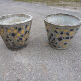 Pair of cement basins and tiles from the 50s