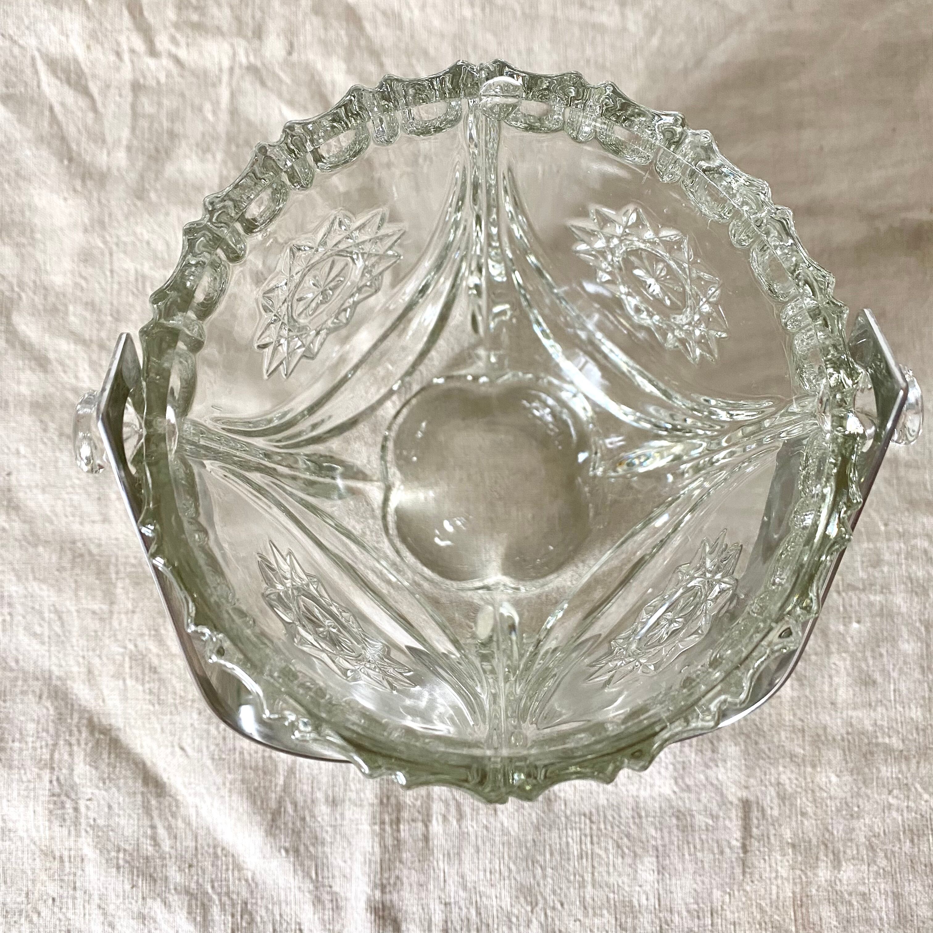 Vintage glass and silver metal ice bucket