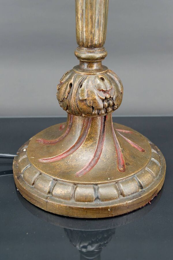 Grande lampe Art Deco en bois doré, France, circa 1920